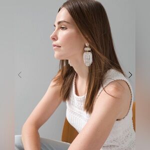 WHBM White Seed Bead Statement Earrings